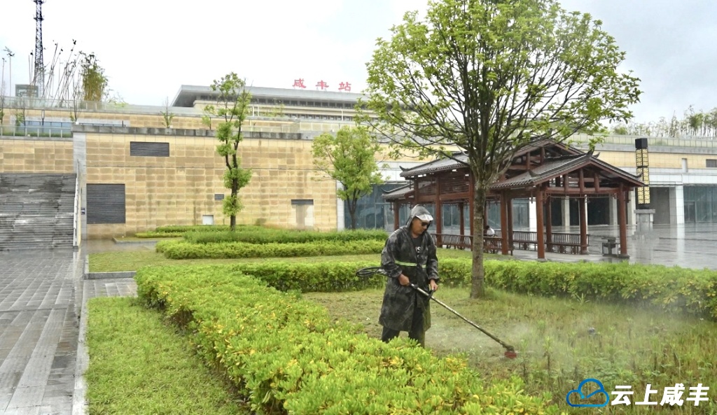 咸丰火车站站前广场绿化景观修整忙